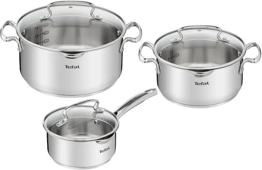 Tefal Duetto+ Stainless Steel Silver Pots Set 6 Pieces Tefal Duetto+ Stainless Steel Silver Pots Set 6 Pieces