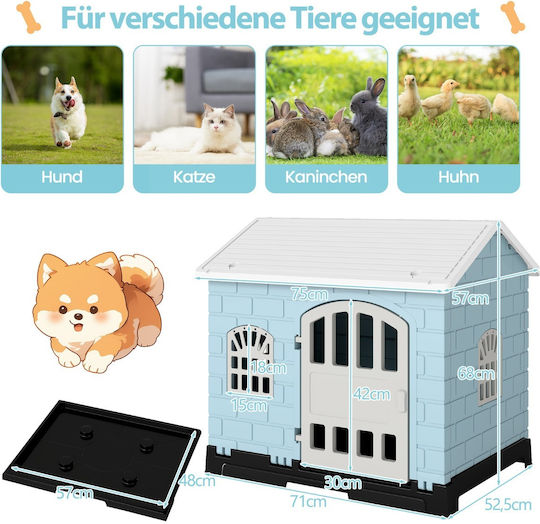 Costway Dog House Plastic Outdoor Blue