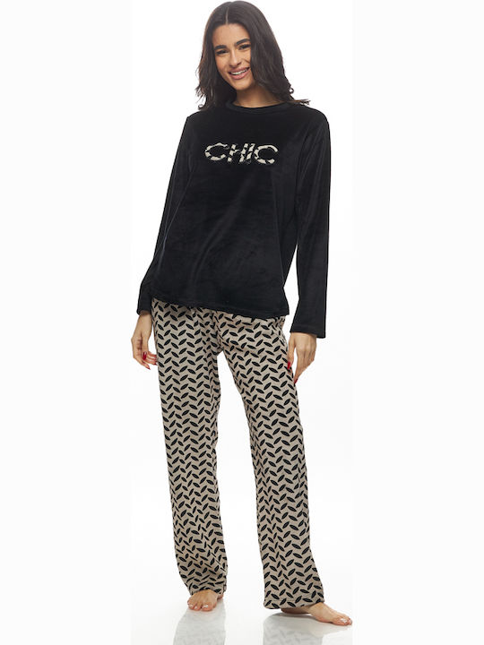 Galaxy Winter Damen Pyjama-Set Black
