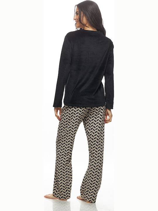 Galaxy Winter Damen Pyjama-Set Black