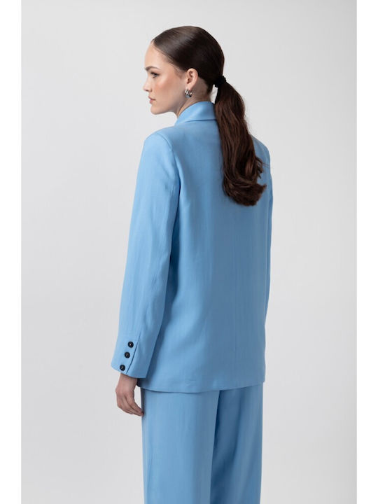 Helmi Женски Кръстосано Сако Light Blue