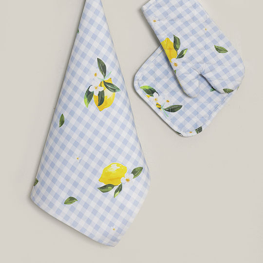 Nima Lemon Tree Handtuch aus 100% Baumwolle in Blau Farbe 40x60cm