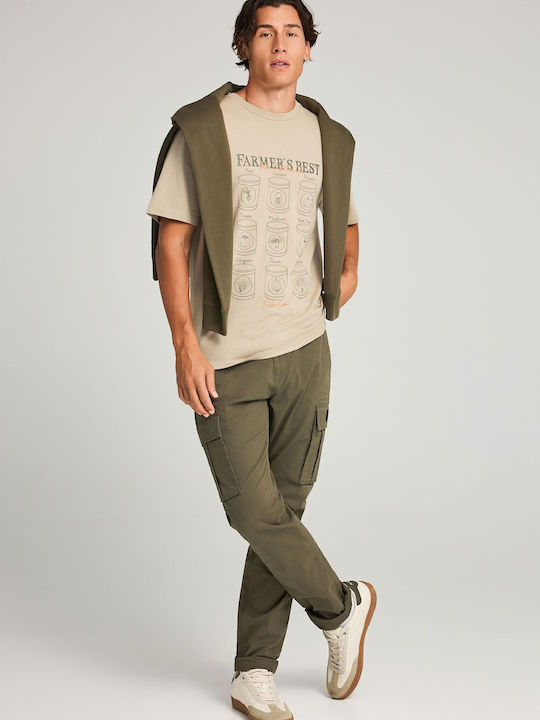Trousers Cargo Elastic in Regular Fit Green