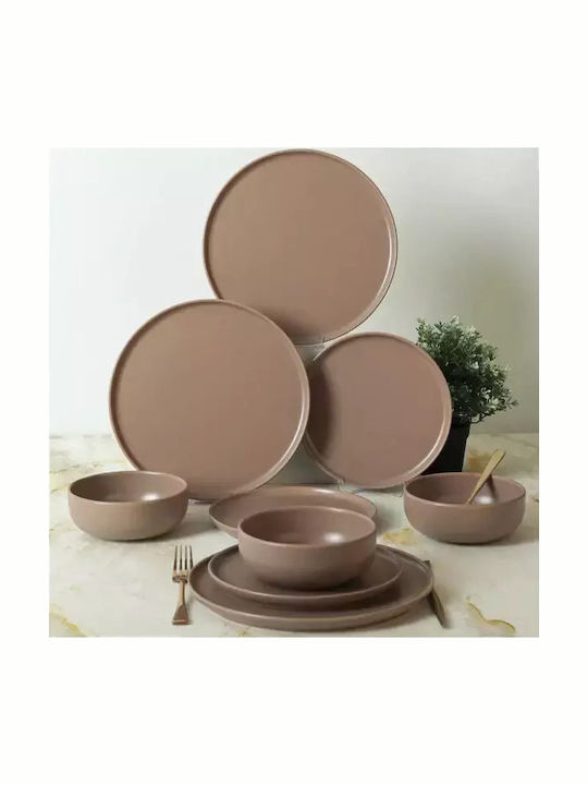 Nordic Matte Earth Σερβίτσιο Πιάτων Κεραμικό Καφέ 18τμχ