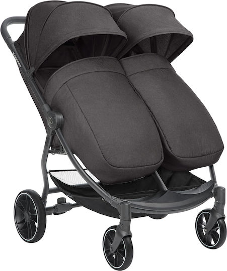 Kikka Boo Happy 2 Double Stroller Suitable for Newborn Dark Grey 11.5kg