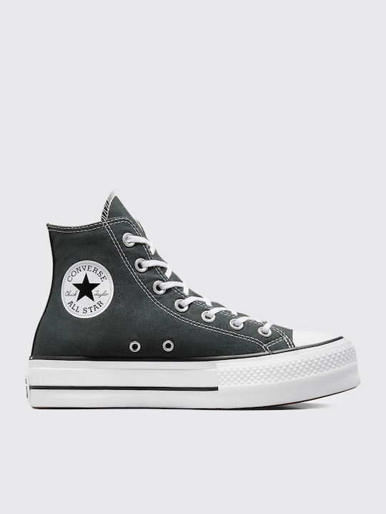 Chuck Taylor All Star Lift Damen Flatforms Stiefel Dunkelgrau
