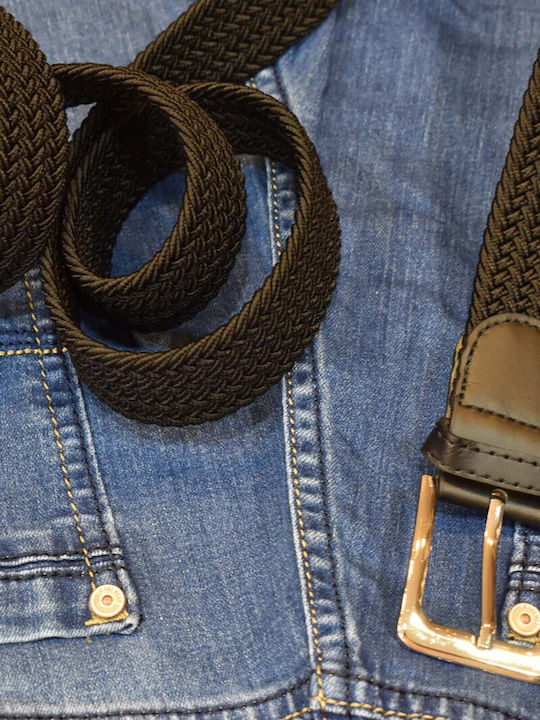 Elastic Men's Belt Knitted Black