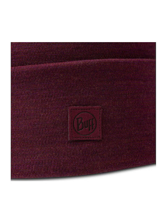 Merino Beanie Unisex Σκούφος Πλεκτός σε Μπορντό χρώμα