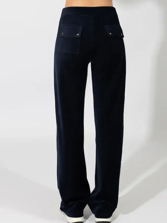 Sweatpants Set Velvet Navy Blue
