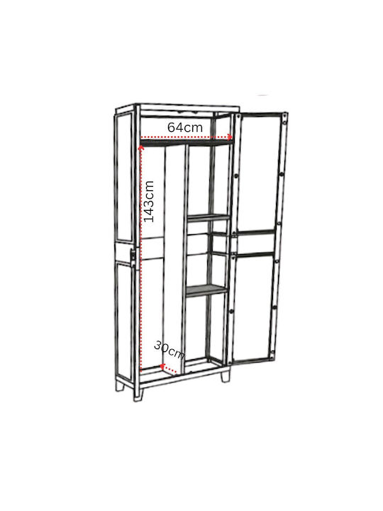 Zweiflügeliger Schrank Kunststoff 66x40x172cm