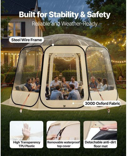 Vevor Χειμερινή Σκηνή Camping Pop Up Διάφανη 336x345x220εκ.
