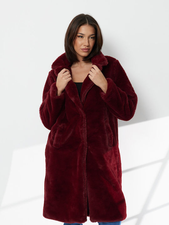 Women's Long Fur Burgundy