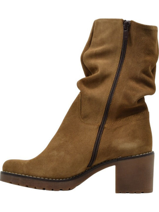 Leder Damen Stiefeletten Camel