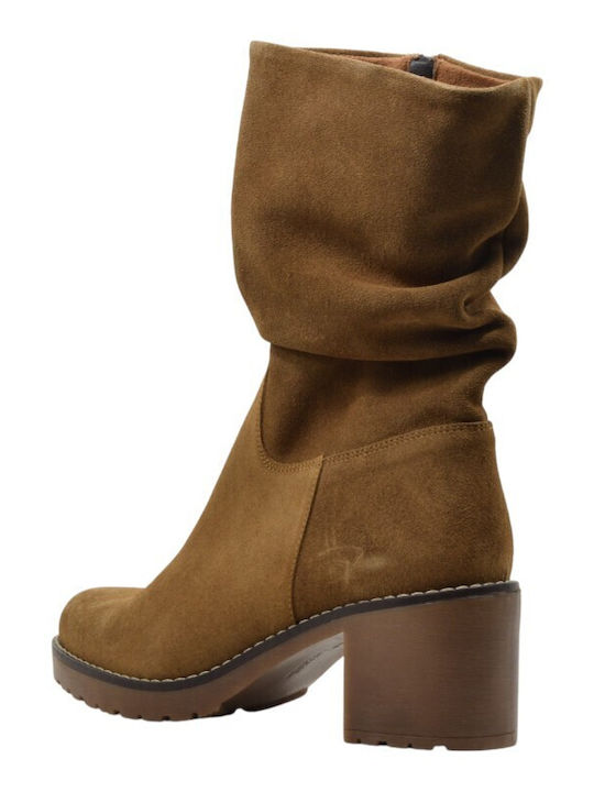 Leder Damen Stiefeletten Camel