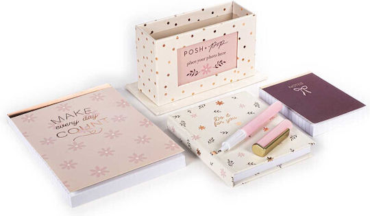 Tri-coastal Cozy Office Set 3 Notebooks Pens Rose Gold