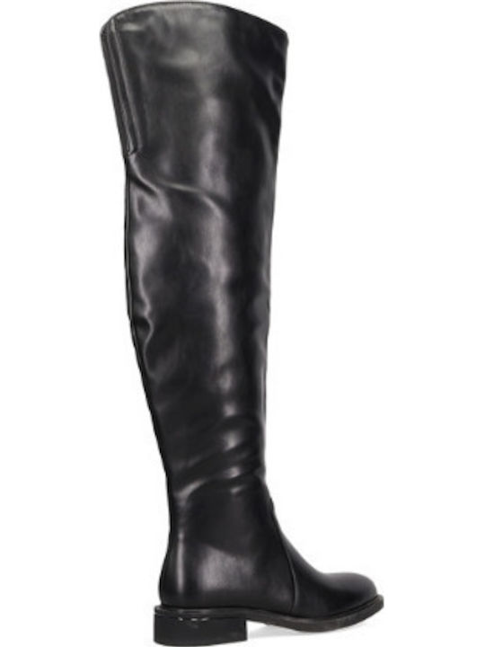 Synthetic Leather Over the Knee Women's Boots with Zipper Black