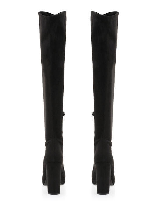 Wildleder Damenstiefel Über dem Knie Schwarz
