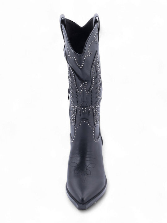 Medium Heel Cowboy Boots Black