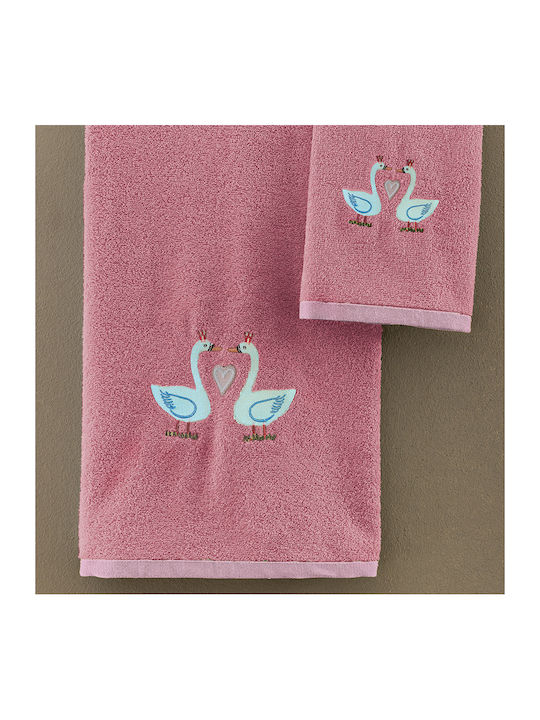 Palamaiki Set of baby towels 2pcs Swan Pink Weight 380gr/m²