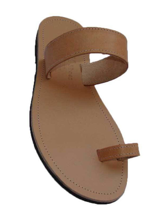 Leather Women's Flat Sandals Brown