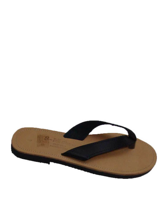 Leather Women's Flat Sandals in Black Color