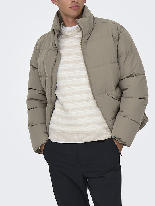 Only & Sons Μπουφάν Puffer Walnut Khaki