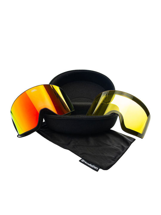 Horsefeathers Ski- und Snowboardbrille für Erwachsene Schwarz mit rotem Spiegelfilmer