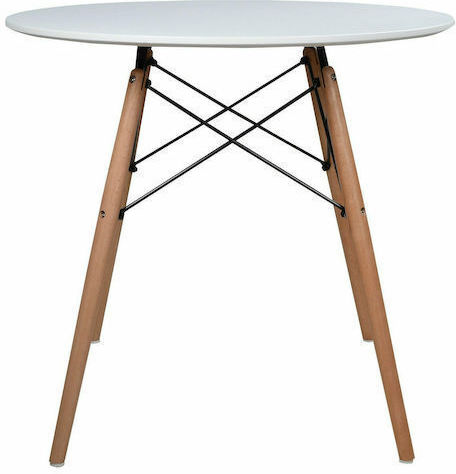 Pesto Round Kitchen Table White 60x60x73cm