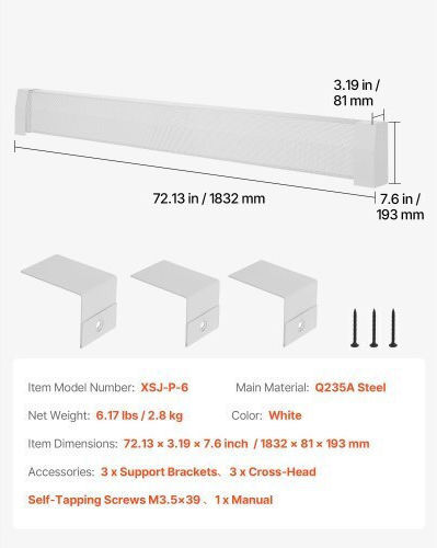Καλύμματα Θερμαντικών Σωμάτων Vevor Σειρά Premium 1832 Mm Μπροστινό Κάλυμμα Τυπικής Ηλεκτρικής Μονάδας Θέρμανσης Βελτίωση Σπιτιού Βαρέως Τύπου Χάλυβας Εύκολη Εγκατάσταση Αντικατάσταση Παλαιού Καλύμματος Στην Κρεβατοκάμαρα Λευκό