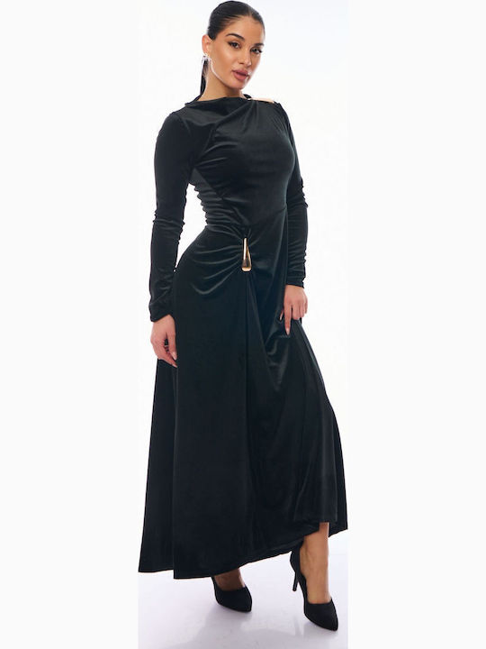 Rochie Maxi de Seară Catifea Wrap-Around Neagră