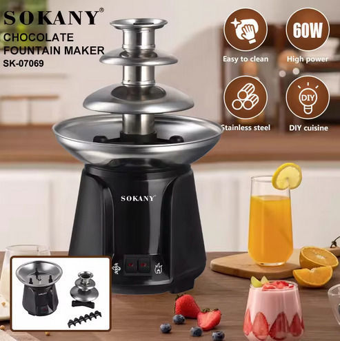 Sokany Brown Chocolate Fountain with 3 Flats 60W