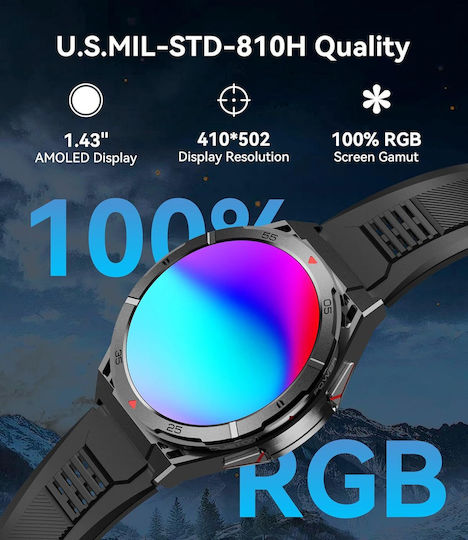 Oukitel BT12 Smartwatch with Heart Rate Monitor (Black)