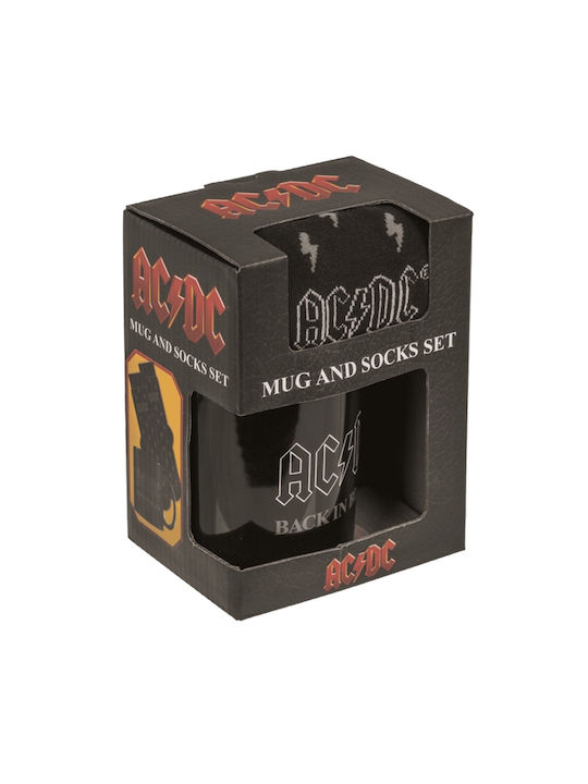 Gift Set Mug Socks AC DC Polyester Ceramic 315 Ml size 41-45