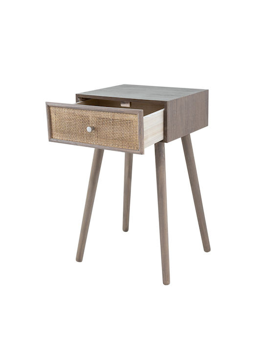 Artekko Cons Brown MDF Console Rattan 40x37x70 Cm 40cm X 37cm X 70cm