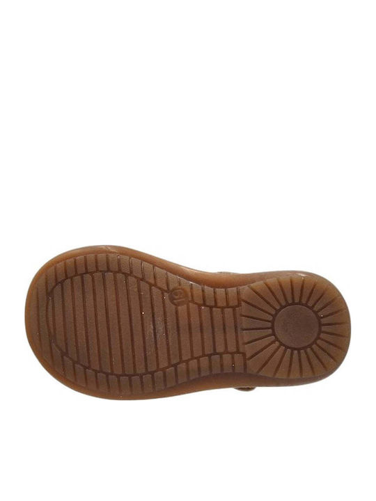 Kids Anatomic Leather Ballerinas with Hoop & Loop Closure Gold