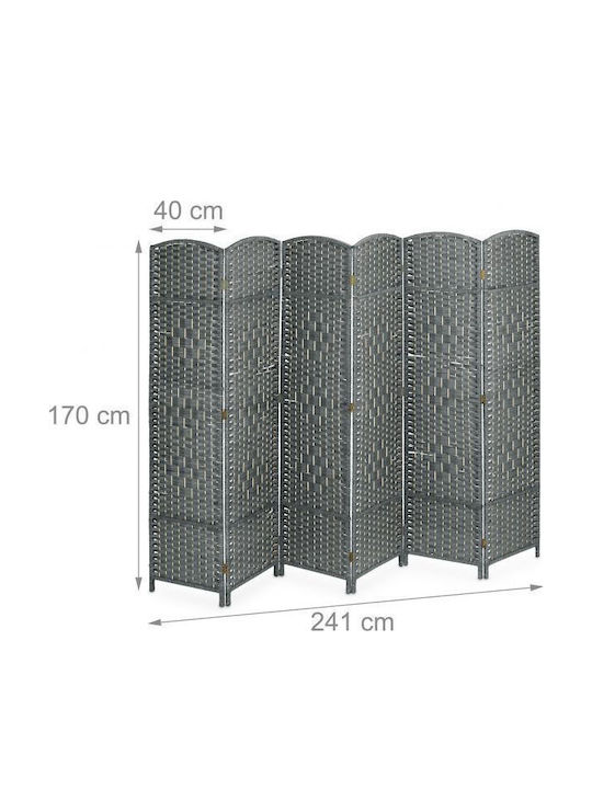 Relaxdays Decorativ Paravan din Rattan cu 6 Panouri 241x170cm