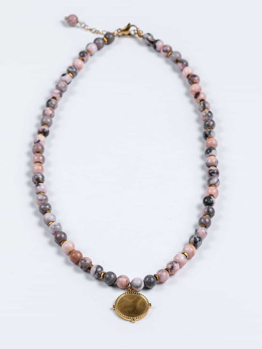 Handmade Pink Cuoro Bracelet Semi-Precious Jasper Stones