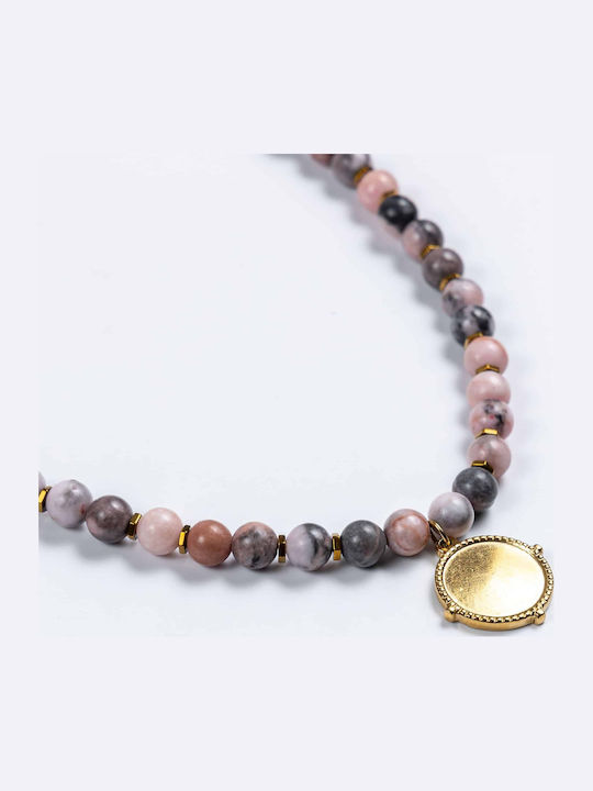 Handmade Pink Cuoro Bracelet Semi-Precious Jasper Stones