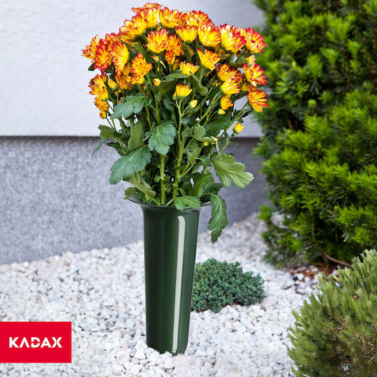 Kadax Vază Sticlă Cimitir 30cm Flori Artificiale Țepușă Verde