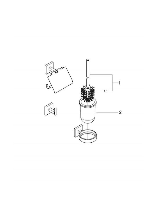 Grohe Cube Επιτοίχιο Σετ Αξεσουάρ Μπάνιου Γυάλινο Ασημί