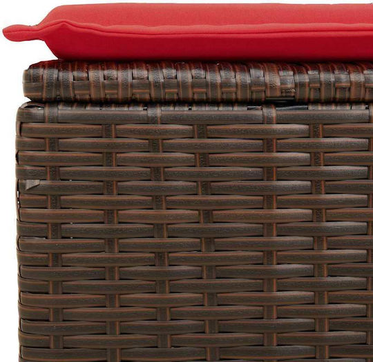 Gartenhocker Würfel Außeneinsatz Rattan mit Braunes Kissen 55x55x37cm