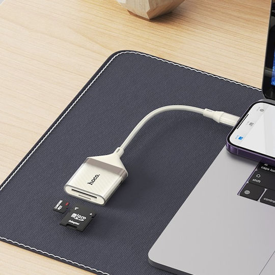 Hoco Card Reader Lightning για SD/microSD Λευκό