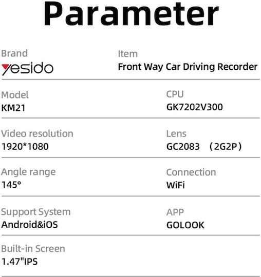 Yesido Car DVR Camera 1080P with 1.47" Screen GPS