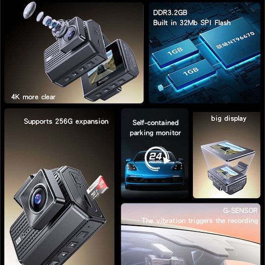 Yesido Set Cameră DVR Auto 4K Cu Ecran 2" GPS Și Cameră Video Pentru Marșarier