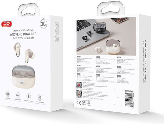 XO G42 In ear Bluetooth хендсфри Слушалки с Устойчивост на Пот и Кутийка за Зареждане Бежов