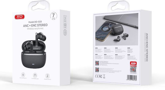 XO G33 In-ear Bluetooth Handsfree Ακουστικά με Θήκη Φόρτισης Μαύρα
