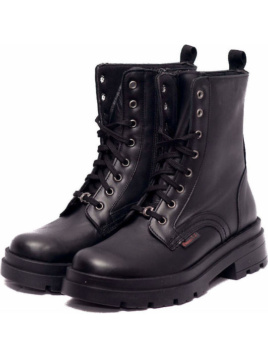 Leather Women's Ankle Boots with Medium Heel Black