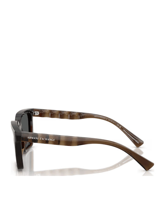 Armani Exchange Men's Sunglasses with Brown Horn-Rimmed Frame and Brown Lenses
