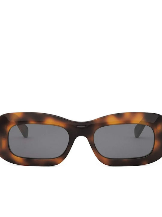 Celine Women's Sunglasses with Brown Tartaruga Plastic Frame and Gray Lens cl40294i-53A