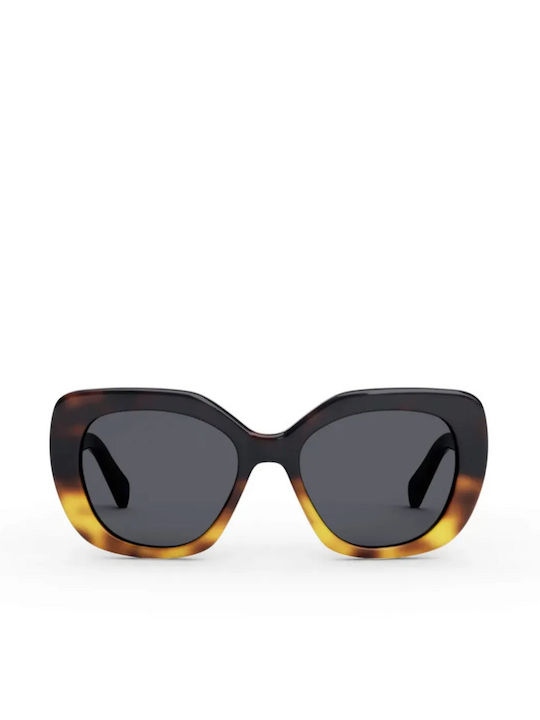 Celine Triomphe Women's Sunglasses with Brown Tartaruga Plastic Frame and Gray Lens cl40226u-56A